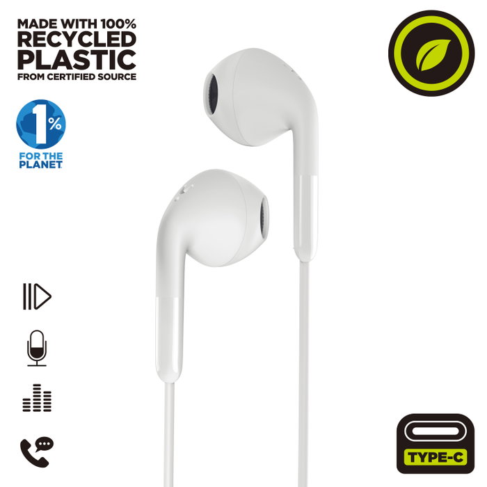 Muvit Auriculares estéreo for charge e58 tipo C blancos Muvit Auriculares estéreo for charge e58 tipo C blancos