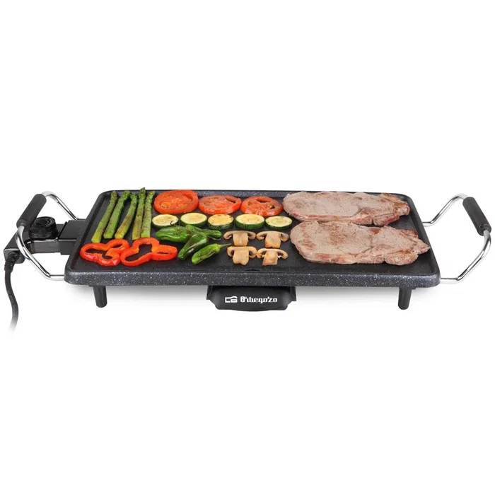 Orbegozo TBC 3000 Parrilla Eléctrica de Mesa 2200W - Plancha Asar Cerámica 43x22 cm, Antiadherente, Negro