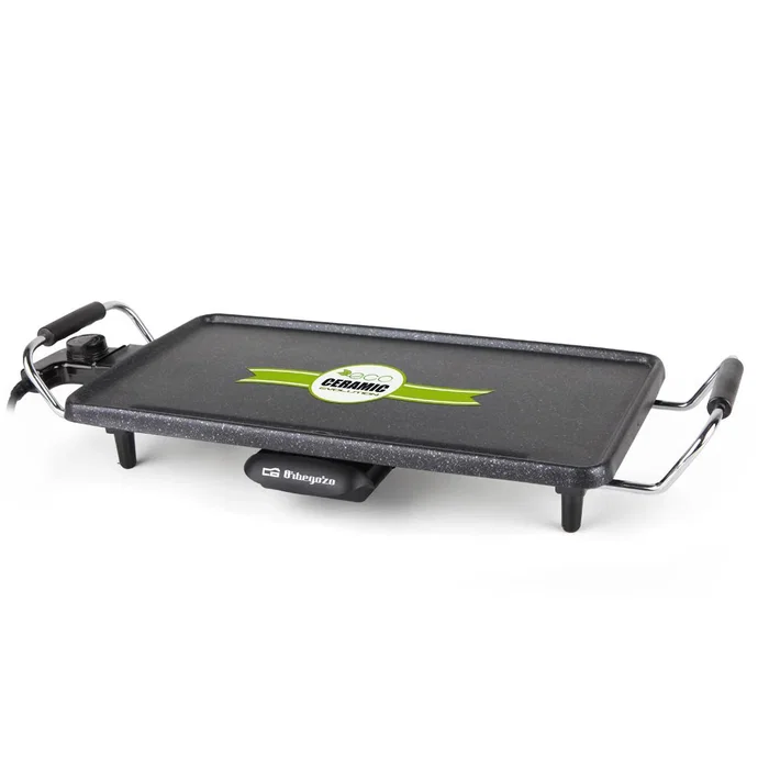 Orbegozo TBC 3000 Parrilla Eléctrica de Mesa 2200W - Plancha Asar Cerámica 43x22 cm, Antiadherente, Negro