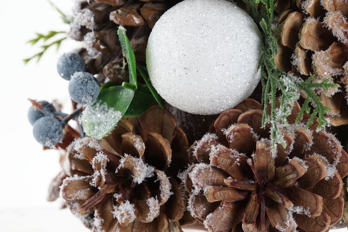 DKD Home Decor Wreath 02 Árbol de Navidad Alpina Nevado Marron Verde 17 x 30 x 17 cm (2 Unidades)
