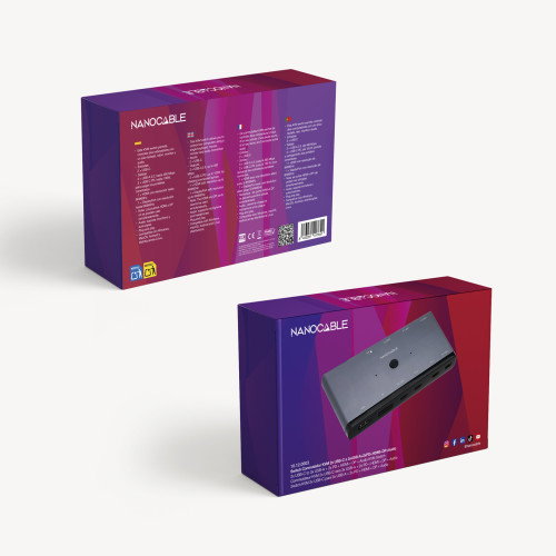 Nanocable Switch KVM 2xUSB-C a 3xUSB-A + 2xUSB-C PD + HDMI + DP + Audio Nanocable Switch KVM 2xUSB-C a 3xUSB-A + 2xUSB-C PD + HDMI + DP + Audio