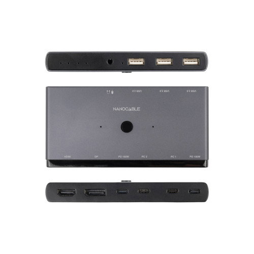 Nanocable Switch KVM 2xUSB-C a 3xUSB-A + 2xUSB-C PD + HDMI + DP + Audio Nanocable Switch KVM 2xUSB-C a 3xUSB-A + 2xUSB-C PD + HDMI + DP + Audio