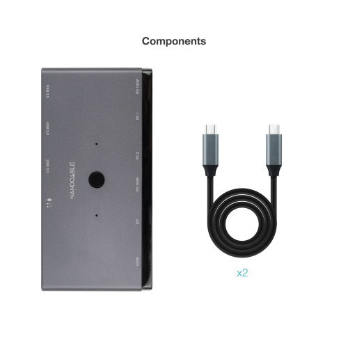 Nanocable Switch KVM 2xUSB-C a 3xUSB-A + 2xUSB-C PD + HDMI + DP + Audio Nanocable Switch KVM 2xUSB-C a 3xUSB-A + 2xUSB-C PD + HDMI + DP + Audio