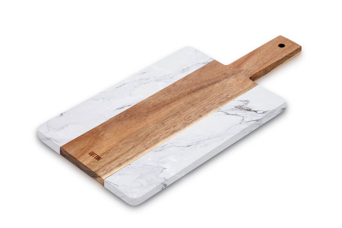 Quttin Tabla Cortar Acacia y Mármol 30 x 14 cm (12 Unidades)