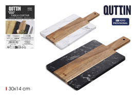 Quttin Tabla Cortar Acacia y Mármol 30 x 14 cm (12 Unidades)