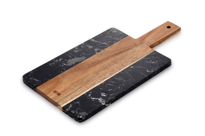 Quttin Tabla Cortar Acacia y Mármol 30 x 14 cm (12 Unidades)