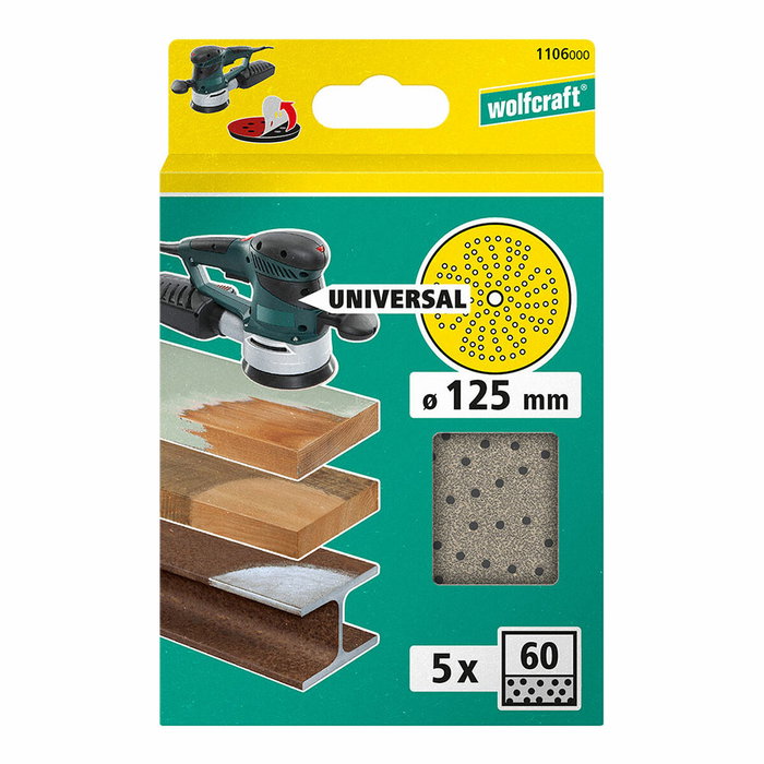 Wolfcraft Disco de lijar multiorificio ø125mm, grano 60