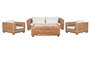 DKD Home Decor Indonesia 1c24 Sofá Natural Crudo Ratán 220 x 98 x 64 cm Set de 4 con Cojines