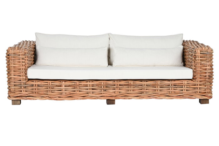 DKD Home Decor Indonesia 1c24 Sofá Natural Crudo Ratán 220 x 98 x 64 cm Set de 4 con Cojines DKD Home Decor Indonesia 1c24 Sofá Natural Crudo Ratán 220 x 98 x 64 cm Set de 4 con Cojines