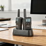 Alecto FR200BK Set de 2 Walkie Talkies Recargables, 10 km, Negro