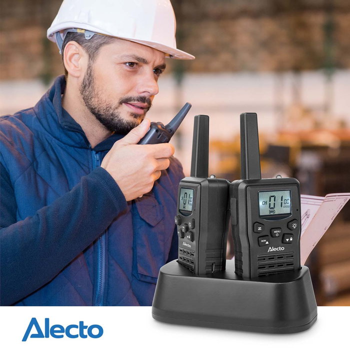 Alecto FR200BK Set de 2 Walkie Talkies Recargables, 10 km, Negro Alecto FR200BK Set de 2 Walkie Talkies Recargables, 10 km, Negro