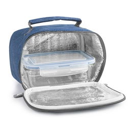 Ibili Porta alimentos azul con fiambrera de borosilicato, 850 ml, 21 x 13 x 14 cm