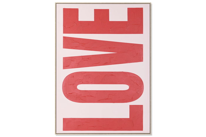 DKD Home Decor Cuadro Lienzo Love Pintado a Mano Rojo y Rosa DKD Home Decor Cuadro Lienzo Love Pintado a Mano Rojo y Rosa
