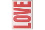 DKD Home Decor Cuadro Lienzo Love Pintado a Mano Rojo y Rosa