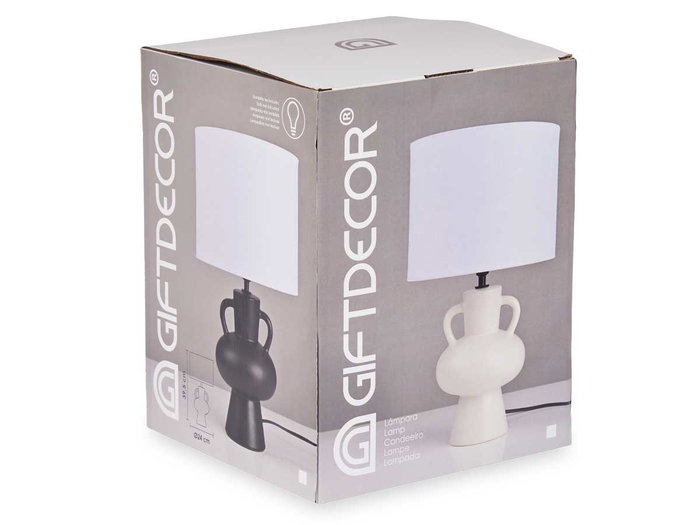 Giftdecor Lámpara Jarrón Blanca Cerámica 24x39x24 cm (Set de 4)