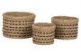 DKD Home Decor Set de 3 Cestas de Seagrass y Yute 45x45x30 cm Natural/Negro
