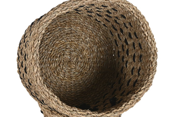 DKD Home Decor Set de 3 Cestas de Seagrass y Yute 45x45x30 cm Natural/Negro