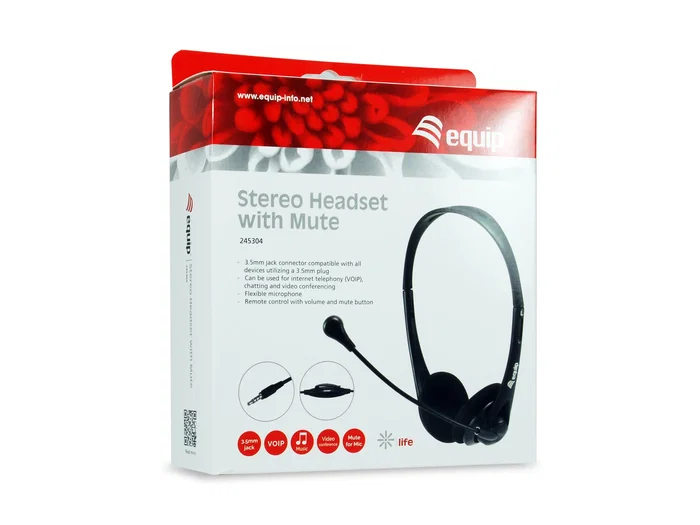 Equip 245304 Auriculares de Diadema con Micrófono Negro