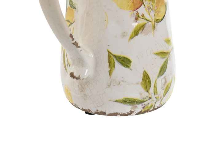 DKD Home Decor Jarra de Gres Limon Amarillo, Blanco y Marron