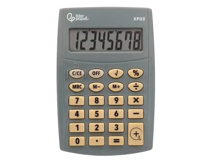 Liderpapel Calculadora XF03 Bolsillo 8 Dígitos Gris 99x64x9 mm con Pilas