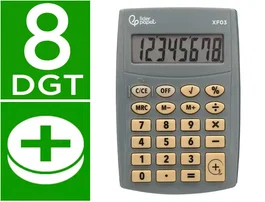Liderpapel Calculadora XF03 Bolsillo 8 Dígitos Gris 99x64x9 mm con Pilas