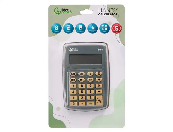 Liderpapel Calculadora XF03 Bolsillo 8 Dígitos Gris 99x64x9 mm con Pilas