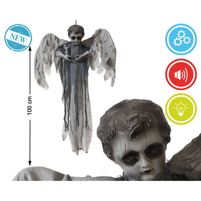 Atosa Ángel Colgante Zombi de 100 cm con Alas, Efectos de Sonido y Luz Activados por Voz Atosa Ángel Colgante Zombi de 100 cm con Alas, Efectos de Sonido y Luz Activados por Voz