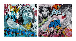DKD Home Decor Cuadro Lienzo Streetart 150x150x3,5 cm (Set de 2)