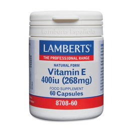 Lamberts Vitamina E 400 UI 60 Cápsulas - D-alfa Tocoferol Natural Antioxidante