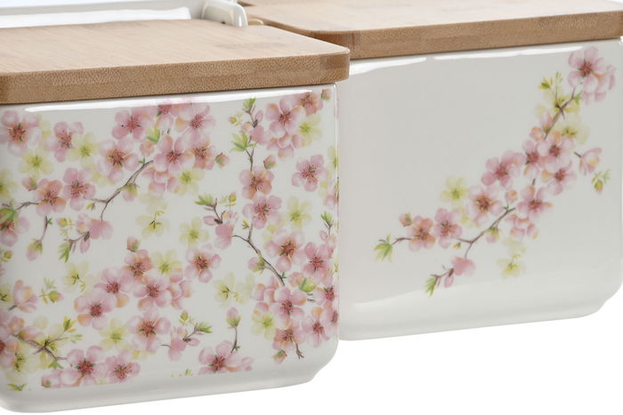 DKD Home Decor Salero Romantico Almendro 2024 Rosa Blanco 12.5 x 12 x 14 cm (2 Unidades)