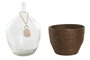 DKD Home Decor Jarrón de Cristal y Fibra con Hoja, 25 L, Nacarado