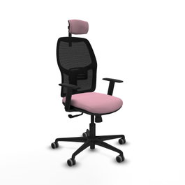 PIQUERAS Y CRESPO Silla de oficina Alfera Rosa y Negro con mecanismo Sincro