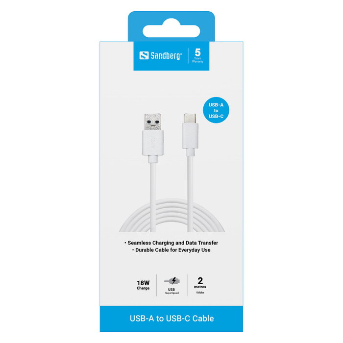 Sandberg Cable USB-C 3.1 a USB-A 3.0 2m Blanco