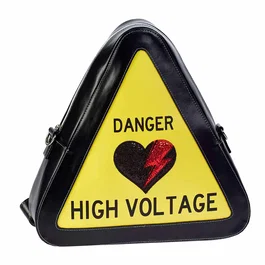 Oh My Pop Bolso-Mochila Warning High Voltage Oh My Pop Amarillo 31x31x10 cm