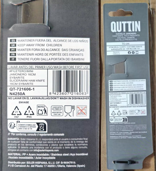Quttin Cuchillo Jamonero Mini Sybarite 16 cm (16 Unidades)