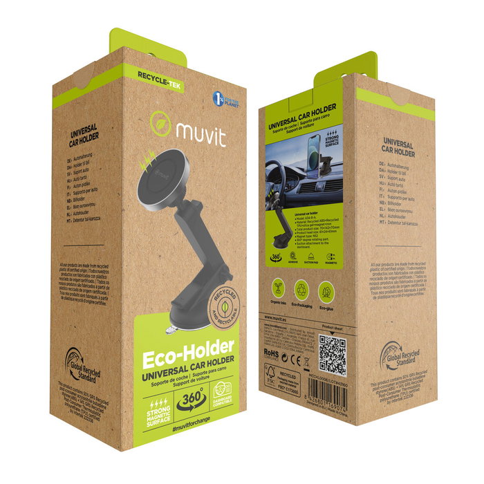 muvit for change soporte coche universal ventosa magnético negro