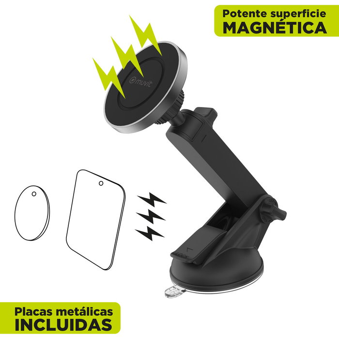 muvit for change soporte coche universal ventosa magnético negro