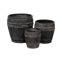 Ixia Set de 3 Maceteros de Magnesio Negros 47 x 47 x 47 cm