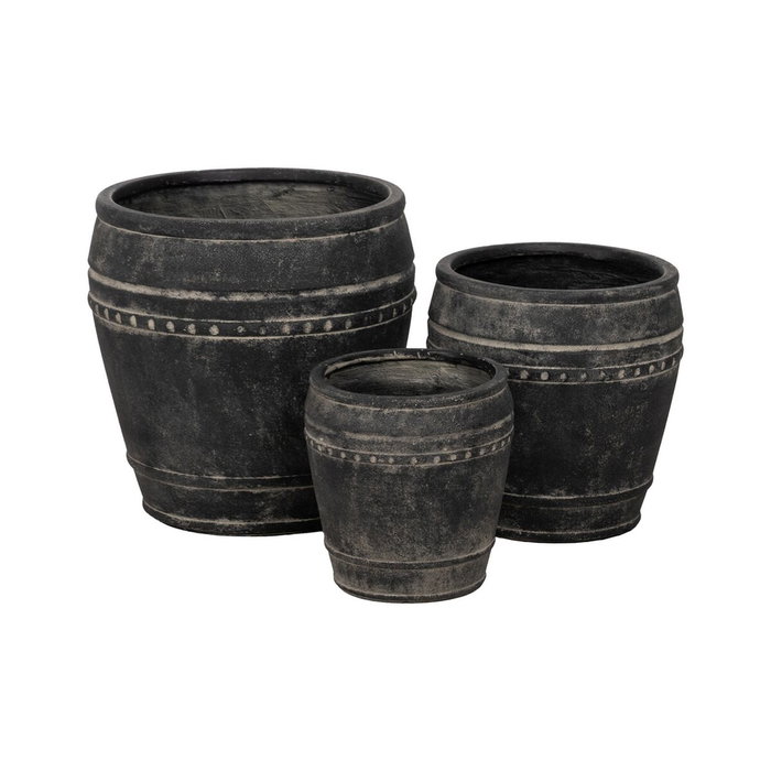 Ixia Set de 3 Maceteros de Magnesio Negros 47 x 47 x 47 cm Ixia Set de 3 Maceteros de Magnesio Negros 47 x 47 x 47 cm