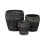 Ixia Set de 3 Maceteros de Magnesio Negros 47 x 47 x 47 cm