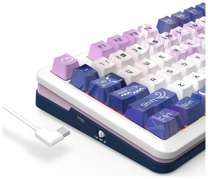 Redragon K681ACG-RGB-PRO Cyrus Teclado Mecánico Inalámbrico RGB 81 Teclas Diseño Púrpura Distribución Polaca