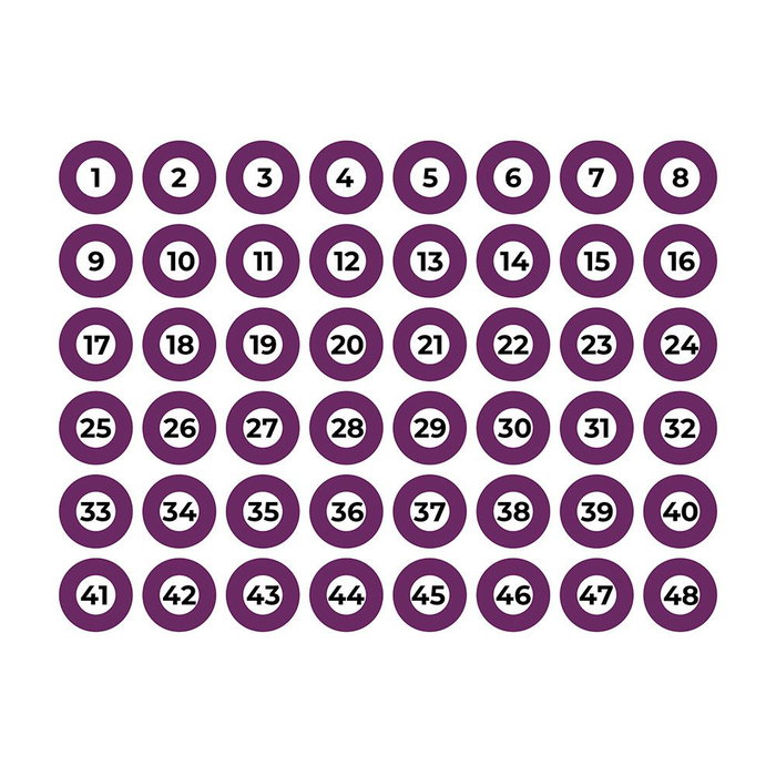Edm Lámina Adhesiva A4 Numerada 1-48 Morado para Identificación Interior Edm Lámina Adhesiva A4 Numerada 1-48 Morado para Identificación Interior