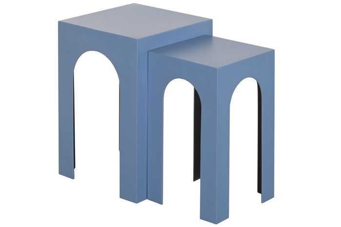 DKD Home Decor Mesita Auxiliar Urban Azul Metal Set 2 Piezas 40x40x58 cm DKD Home Decor Mesita Auxiliar Urban Azul Metal Set 2 Piezas 40x40x58 cm
