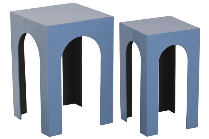 DKD Home Decor Mesita Auxiliar Urban Azul Metal Set 2 Piezas 40x40x58 cm DKD Home Decor Mesita Auxiliar Urban Azul Metal Set 2 Piezas 40x40x58 cm