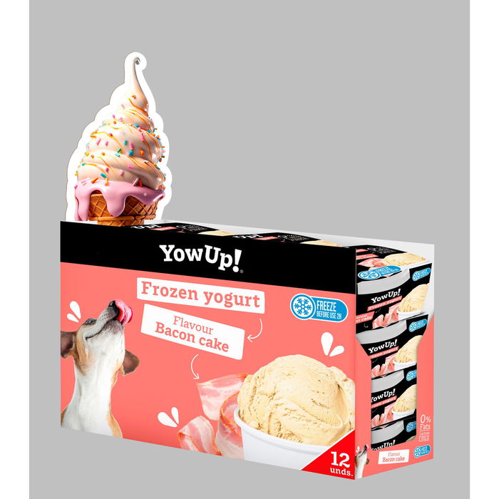 Yow Up! Yogur Helado para Perros, Sabor Bacon Cake, Salmón Tartar y Pollo Manzana - 12 Unidades de 110g