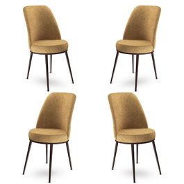 Hanah Home Juego de Sillas Cappuccino, Marrón (4 Piezas) Metal, Tela Babyface