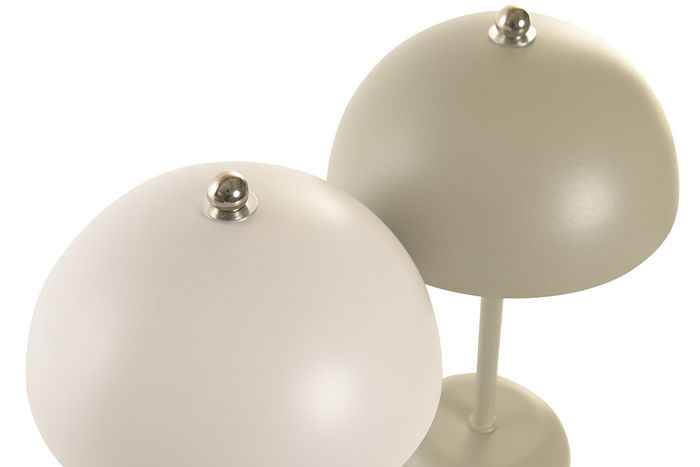 DKD Home Decor Lámpara de Mesa Táctil LED Diseño Seta, Color Beige y Blanco, Incluye 4 Unidades (16x30x16 cm)