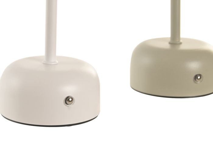 DKD Home Decor Lámpara de Mesa Táctil LED Diseño Seta, Color Beige y Blanco, Incluye 4 Unidades (16x30x16 cm)