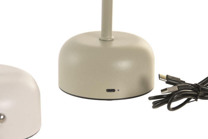 DKD Home Decor Lámpara de Mesa Táctil LED Diseño Seta, Color Beige y Blanco, Incluye 4 Unidades (16x30x16 cm)