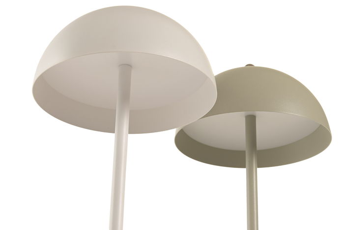 DKD Home Decor Lámpara de Mesa Táctil LED Diseño Seta, Color Beige y Blanco, Incluye 4 Unidades (16x30x16 cm)